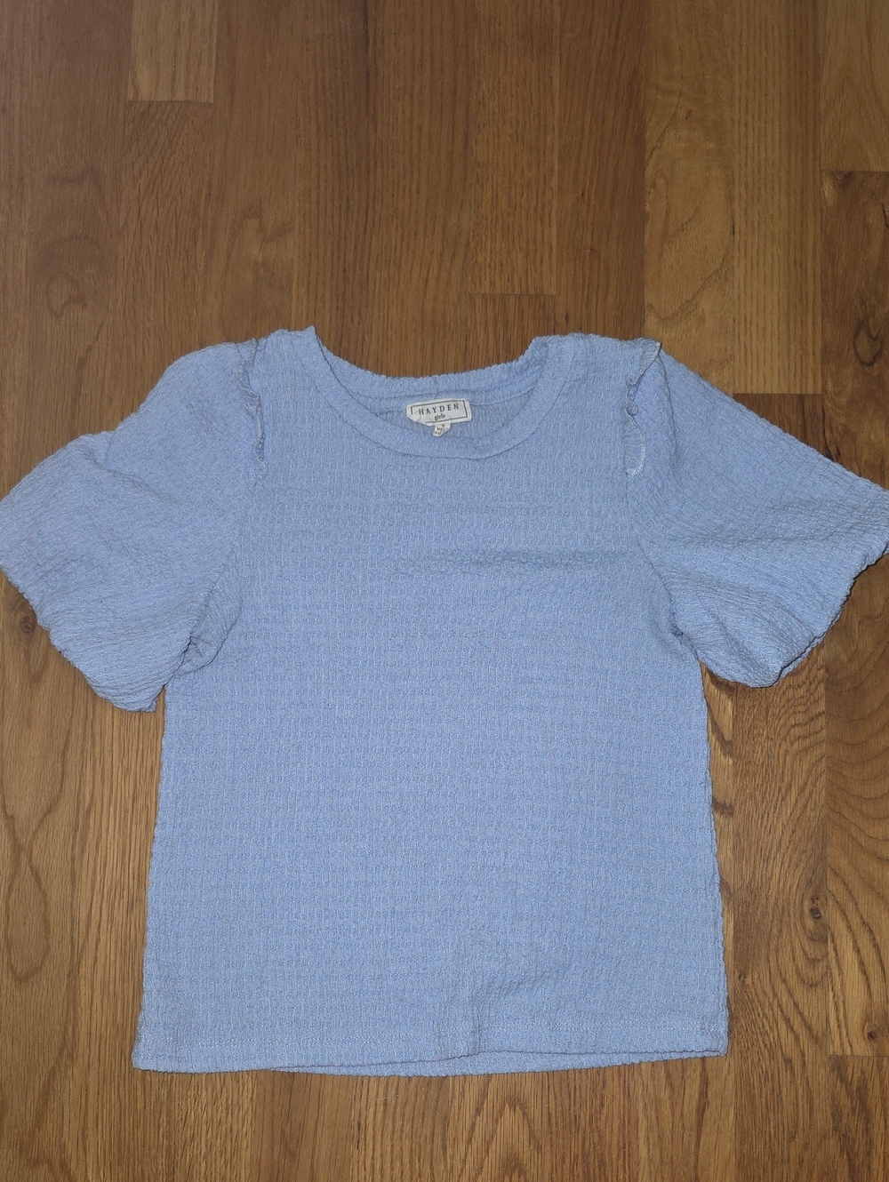 Hayden Girls Pale Blue Textured Puff Sleeve Top